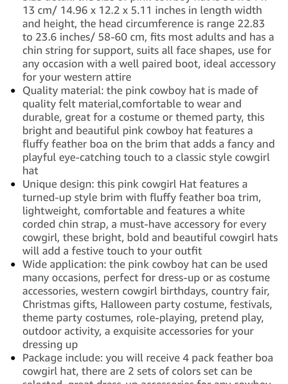 4-Pack Pink Felt Cowboy/Cowgirl Hats